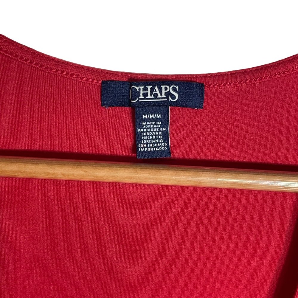 Chaps Women’s Large V-Neck Red Sleeveless Side Ruching Cross Front Blouse Size M - Picture 2 of 6